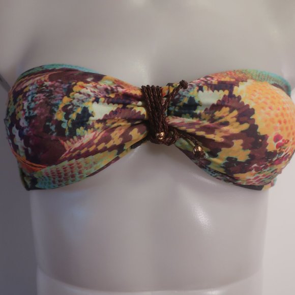 Womens Pilyq Multicolor Python Print 2 Pc Set Bandeau Bikini S * - Picture 3 of 8